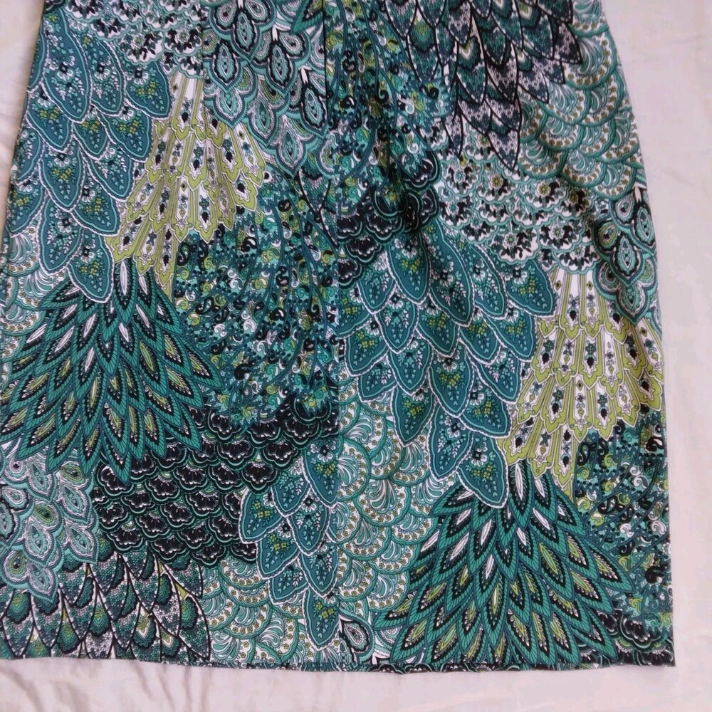 NWT Connected Apparel Sheath Dress Teal Peacock Feather Paisley Print Women's 12 - Picture 10 of 10